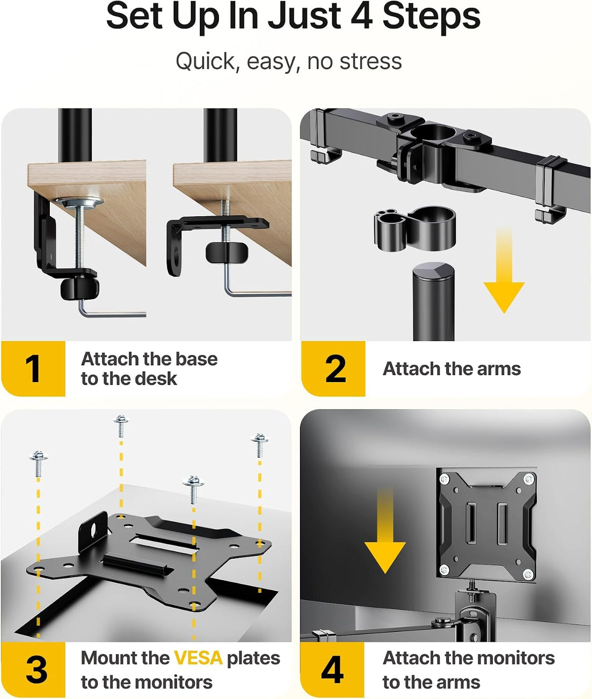 Heavy-Duty Dual Monitor Stand for 17-32", 22 lbs Each