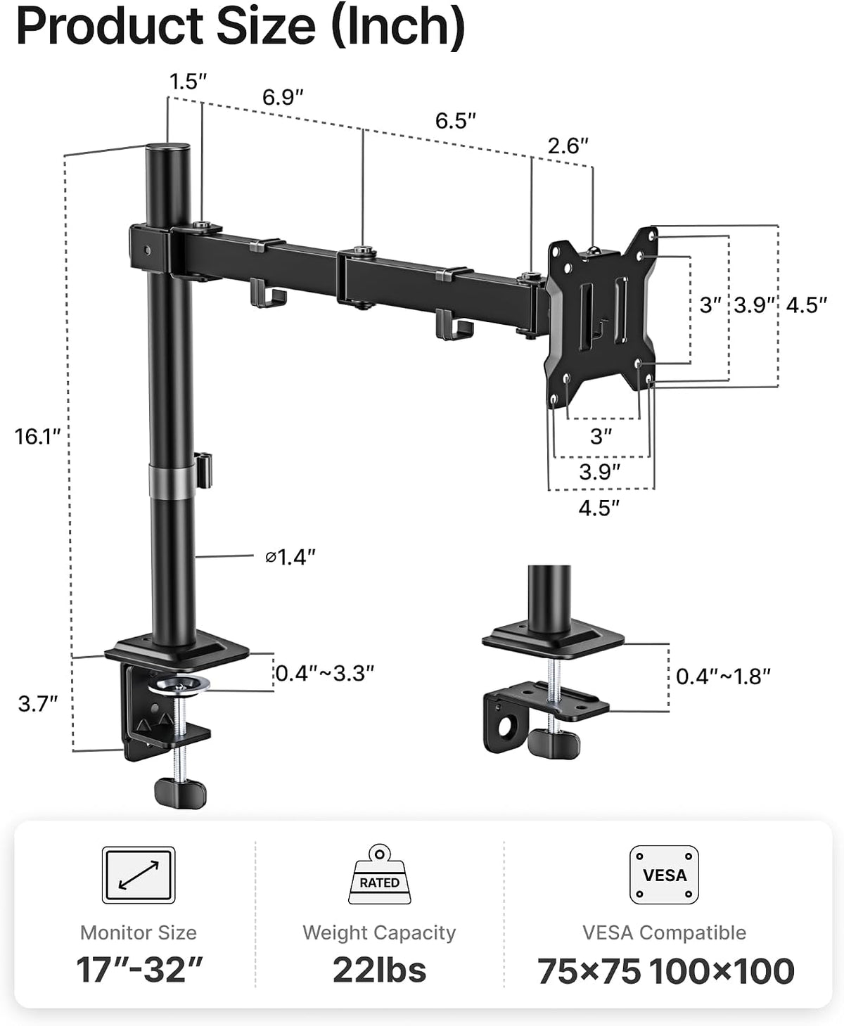 Heavy-Duty Dual Monitor Stand for 17-32", 22 lbs Each