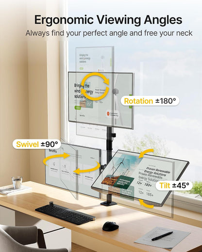 Heavy-Duty Dual Monitor Stand for 17-32", 22 lbs Each