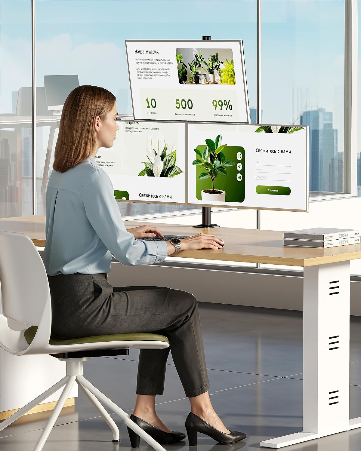 Heavy-Duty Dual Monitor Stand for 17-32", 22 lbs Each