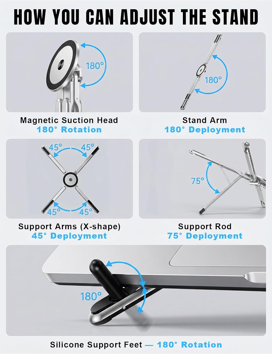 Laptop Stand - Portable Tablet Riser iPad Desk Mount, Silver