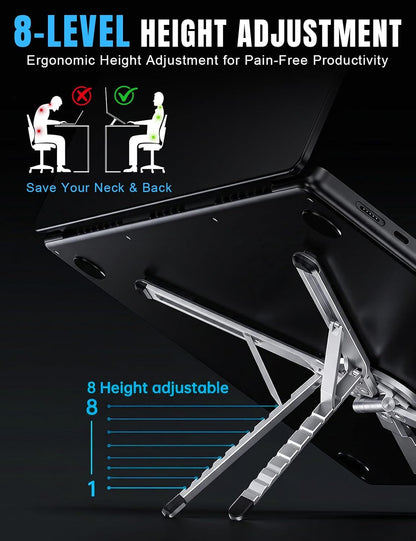 Laptop Stand - Portable Tablet Riser iPad Desk Mount, Silver