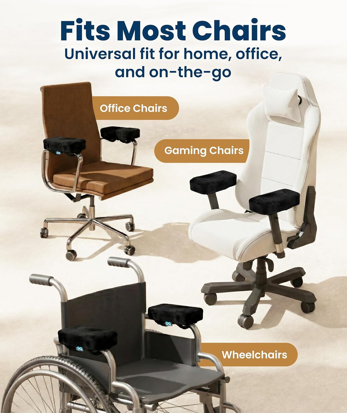 Office Chair & Wheelchair Arm Pads - Memory Foam ArmRest Covers for Desk, Gaming Chair, Arm Pillow Seat Cover Cushions & Protectors to Relieve Pressure for Elbows