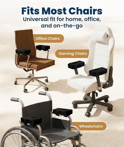 Office Chair & Wheelchair Arm Pads - Memory Foam ArmRest Covers for Desk, Gaming Chair, Arm Pillow Seat Cover Cushions & Protectors to Relieve Pressure for Elbows