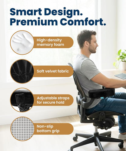 Office Chair & Wheelchair Arm Pads - Memory Foam ArmRest Covers for Desk, Gaming Chair, Arm Pillow Seat Cover Cushions & Protectors to Relieve Pressure for Elbows
