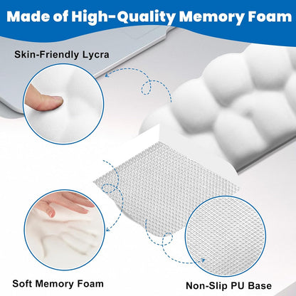Arm Rest for Desk, L-Shaped Memory Foam Elbow Pads with Non-Slip Base, 2-Piece Ergonomic Desk Edge Cushion & Wrist Rest for Computer Keyboard, Office and Home Use