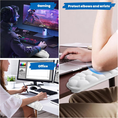 Arm Rest for Desk, L-Shaped Memory Foam Elbow Pads with Non-Slip Base, 2-Piece Ergonomic Desk Edge Cushion & Wrist Rest for Computer Keyboard, Office and Home Use