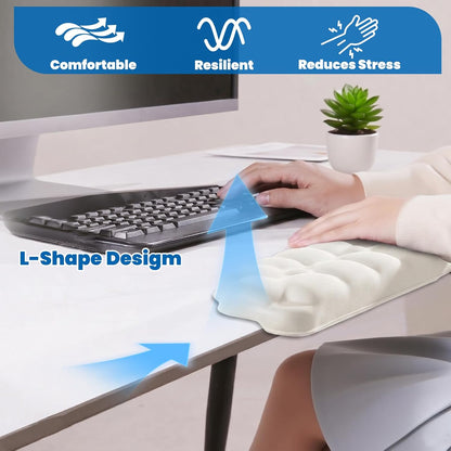 Arm Rest for Desk, L-Shaped Memory Foam Elbow Pads with Non-Slip Base, 2-Piece Ergonomic Desk Edge Cushion & Wrist Rest for Computer Keyboard, Office and Home Use