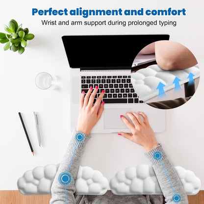 Arm Rest for Desk, L-Shaped Memory Foam Elbow Pads with Non-Slip Base, 2-Piece Ergonomic Desk Edge Cushion & Wrist Rest for Computer Keyboard, Office and Home Use
