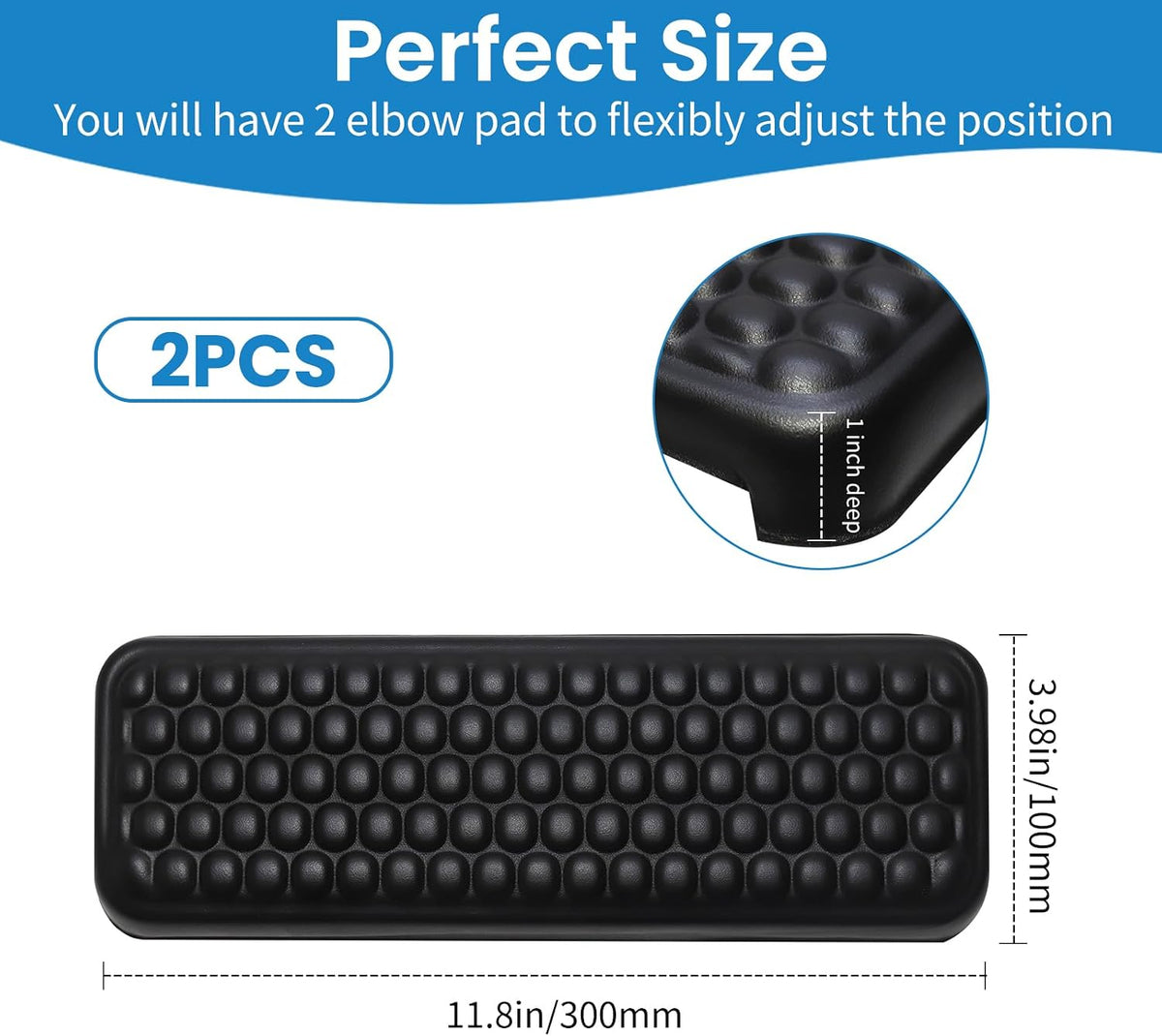 Arm Rest for Desk, L-Shaped Memory Foam Elbow Pads with Non-Slip Base, 2-Piece Ergonomic Desk Edge Cushion & Wrist Rest for Computer Keyboard, Office and Home Use