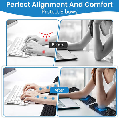 Arm Rest for Desk, L-Shaped Memory Foam Elbow Pads with Non-Slip Base, 2-Piece Ergonomic Desk Edge Cushion & Wrist Rest for Computer Keyboard, Office and Home Use