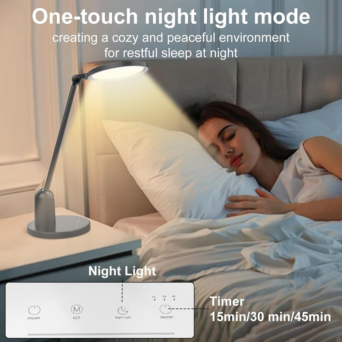 Kitloo Desk Lamps for Home Office with Stable Base, 1000LM Ultra Bright Eye-Caring Desk Light, 3000K-6000K Dimmable Table Lamp with Stepless Dimming & Timing Function for Work, Reading, Bedroom