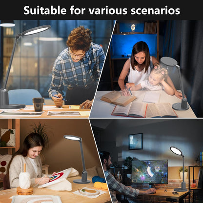 Kitloo Desk Lamps for Home Office with Stable Base, 1000LM Ultra Bright Eye-Caring Desk Light, 3000K-6000K Dimmable Table Lamp with Stepless Dimming & Timing Function for Work, Reading, Bedroom