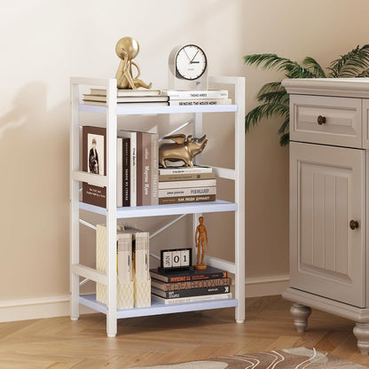 Bookshelf, Dorm Desk Hutch, Desk Shelf Organizer, 4 Tier Stackable Bookcase, Adjustable Industrial Book Shelf Storage Organizer for Desktop, Living Room, Bedroom, Office,Rustic Black and Brown