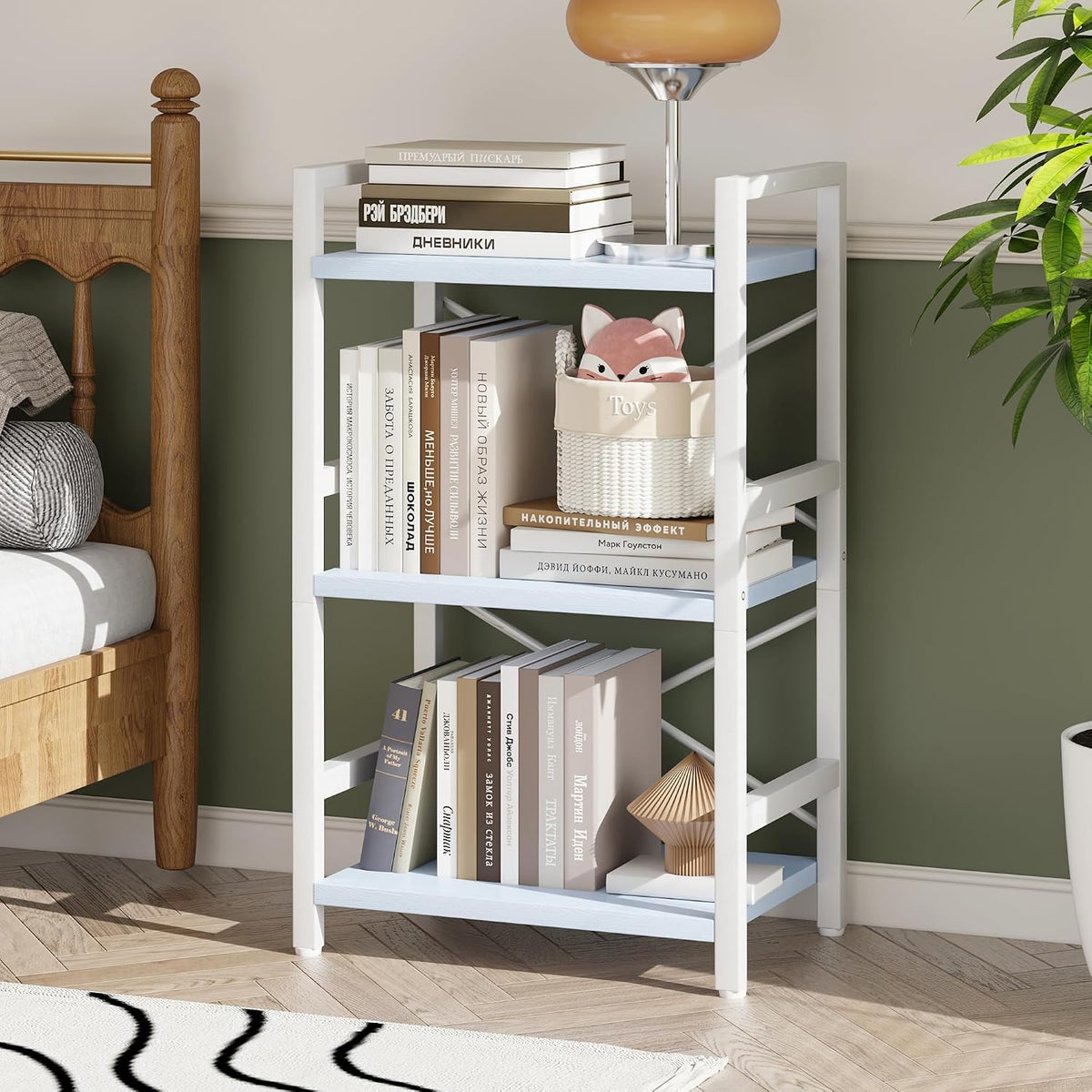 Bookshelf, Dorm Desk Hutch, Desk Shelf Organizer, 4 Tier Stackable Bookcase, Adjustable Industrial Book Shelf Storage Organizer for Desktop, Living Room, Bedroom, Office,Rustic Black and Brown