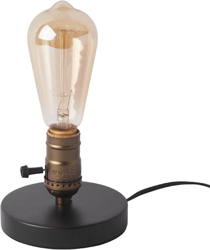 Small Wood Table Lamp Edison Bulb Dimmable Desk Lamp E26 60W Industrial Night Light Boho Deco for Bedroom, Living Room or Office(No Bulb)