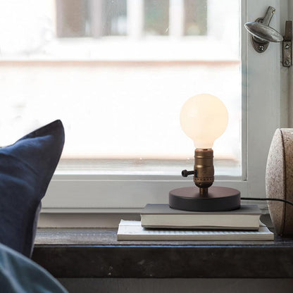 Small Wood Table Lamp Edison Bulb Dimmable Desk Lamp E26 60W Industrial Night Light Boho Deco for Bedroom, Living Room or Office(No Bulb)