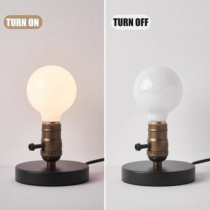 Small Wood Table Lamp Edison Bulb Dimmable Desk Lamp E26 60W Industrial Night Light Boho Deco for Bedroom, Living Room or Office(No Bulb)