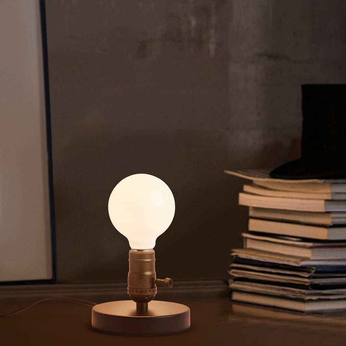 Small Wood Table Lamp Edison Bulb Dimmable Desk Lamp E26 60W Industrial Night Light Boho Deco for Bedroom, Living Room or Office(No Bulb)