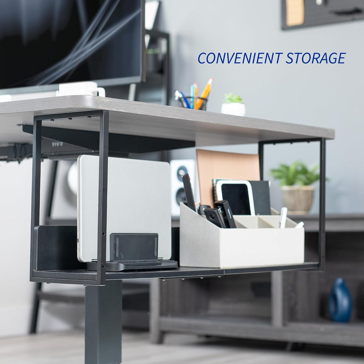 Black Under Desk 30 x 7 in Storage Shelf, DESK-SHELF30-UB