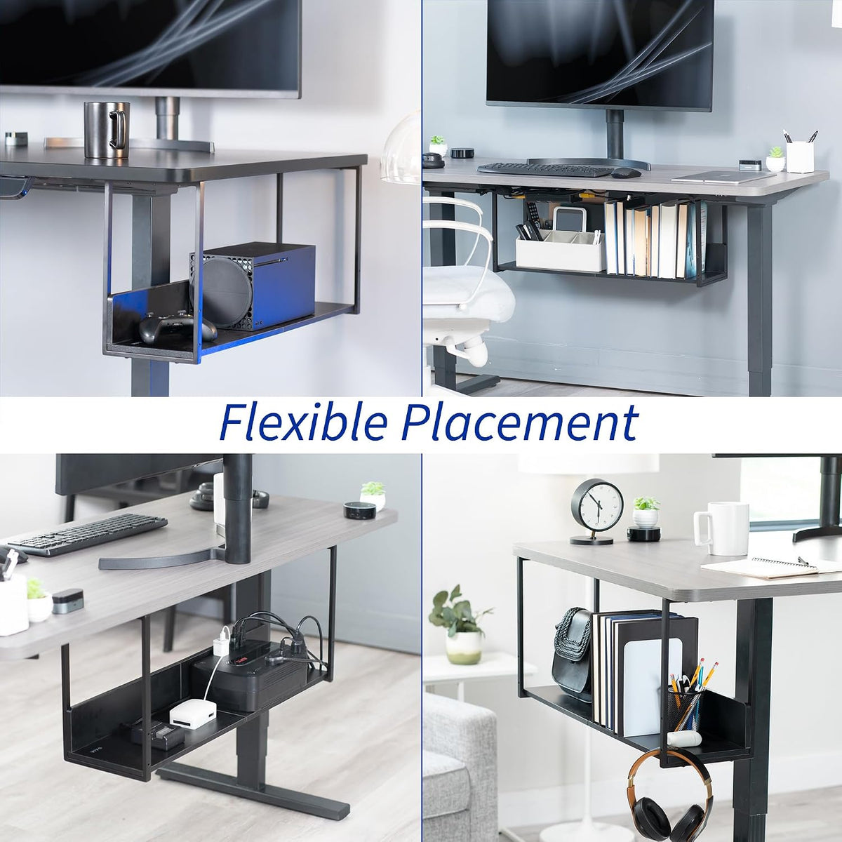 Black Under Desk 30 x 7 in Storage Shelf, DESK-SHELF30-UB