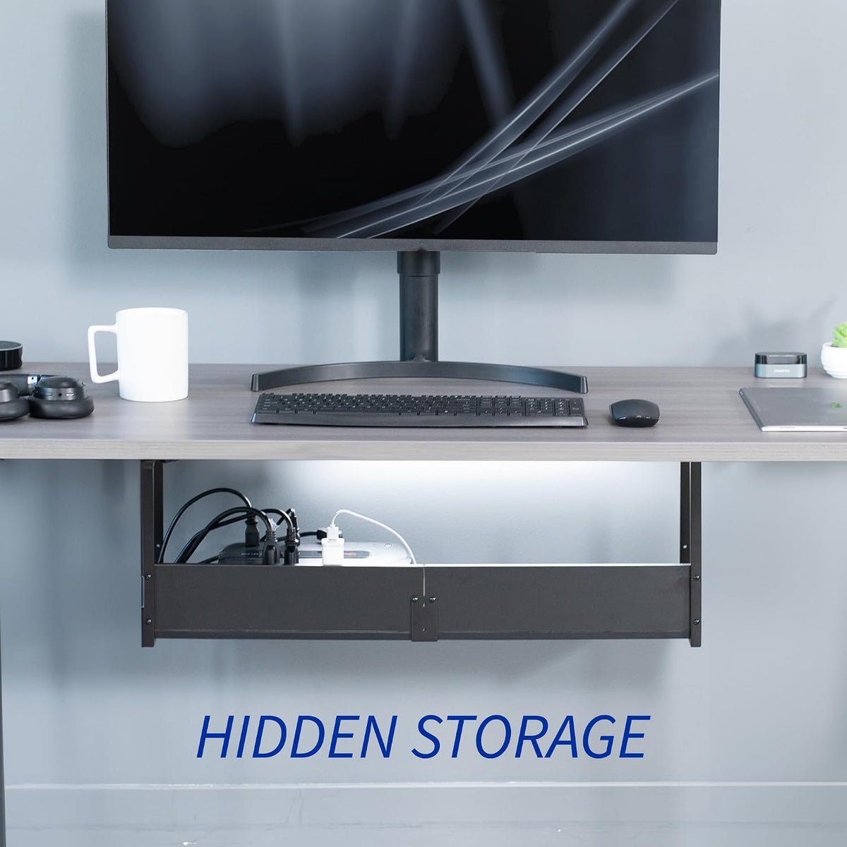 Black Under Desk 30 x 7 in Storage Shelf, DESK-SHELF30-UB