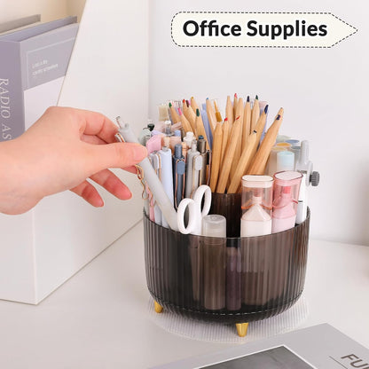 Rotating Pencil Pen Holder, Pen Organizer with 5 Slots - Aesthetic Desk Organizer and Accessories for School, Home, Office Supplies