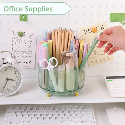Rotating Pencil Pen Holder, Pen Organizer with 5 Slots - Aesthetic Desk Organizer and Accessories for School, Home, Office Supplies