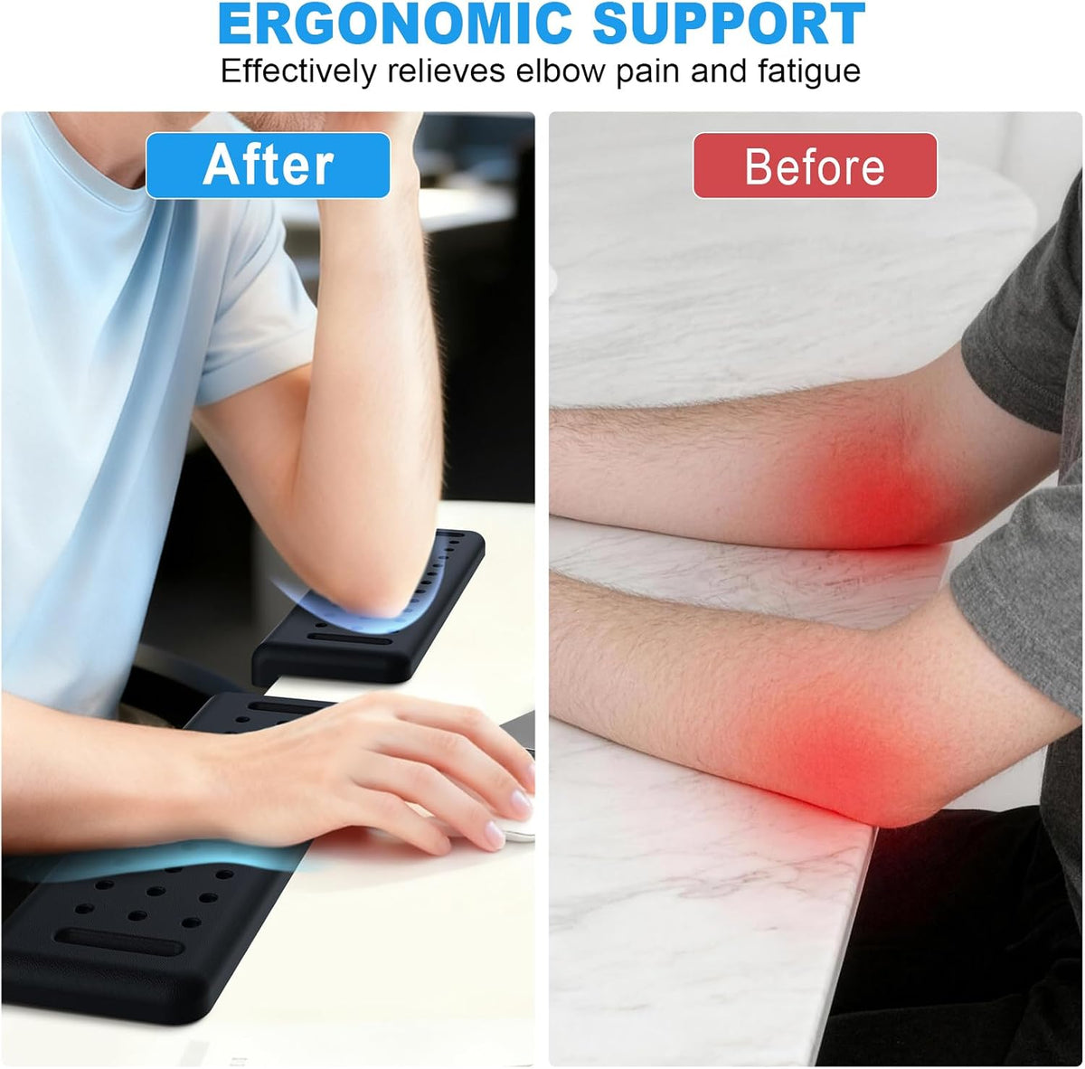 Arm Rest for Desk 2-Pack, L-Shaped Desk Elbow Pad with Non-Slip Silicone Base, Memory Foam PU Leather Desk Edge Cushion, Ergonomic Elbow Rest for Office/Computer Gamers