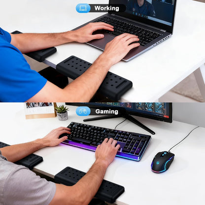 Arm Rest for Desk 2-Pack, L-Shaped Desk Elbow Pad with Non-Slip Silicone Base, Memory Foam PU Leather Desk Edge Cushion, Ergonomic Elbow Rest for Office/Computer Gamers