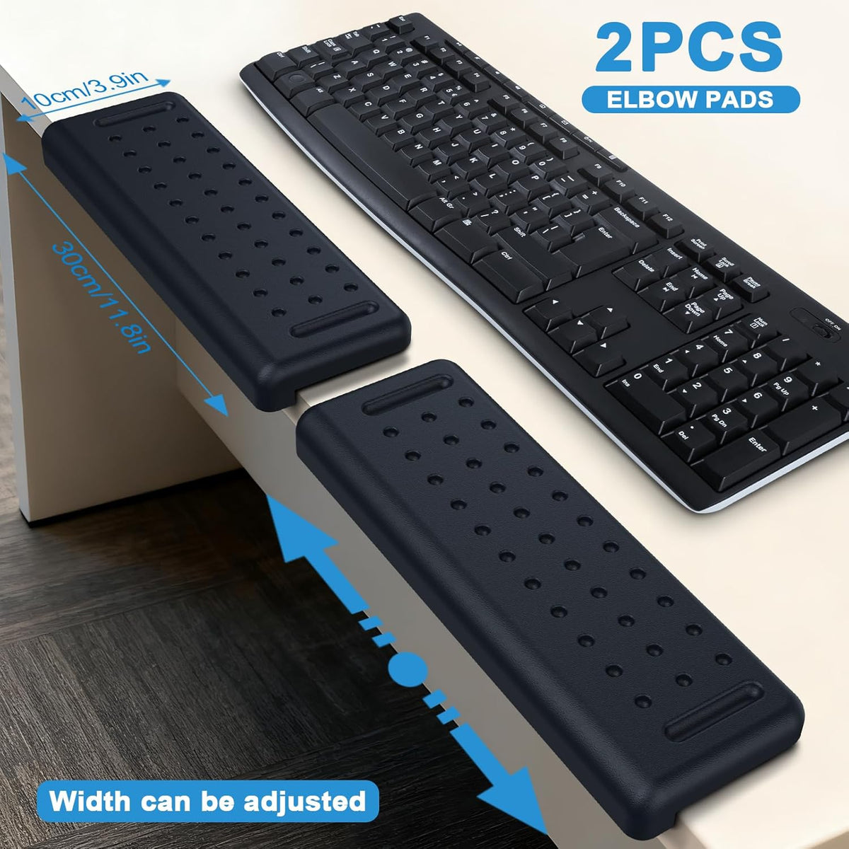 Arm Rest for Desk 2-Pack, L-Shaped Desk Elbow Pad with Non-Slip Silicone Base, Memory Foam PU Leather Desk Edge Cushion, Ergonomic Elbow Rest for Office/Computer Gamers
