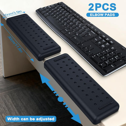 Arm Rest for Desk 2-Pack, L-Shaped Desk Elbow Pad with Non-Slip Silicone Base, Memory Foam PU Leather Desk Edge Cushion, Ergonomic Elbow Rest for Office/Computer Gamers