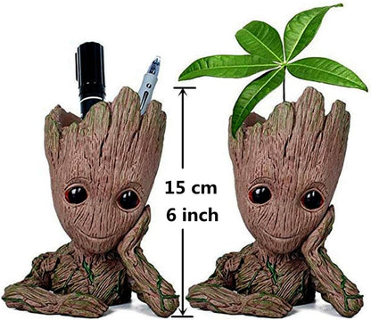 6'' Baby Groot Flowerpot Succulent Planter Pot Pen Holder Cute Desk Decor Garden Home Gift for Friends Kids Indoor Plants