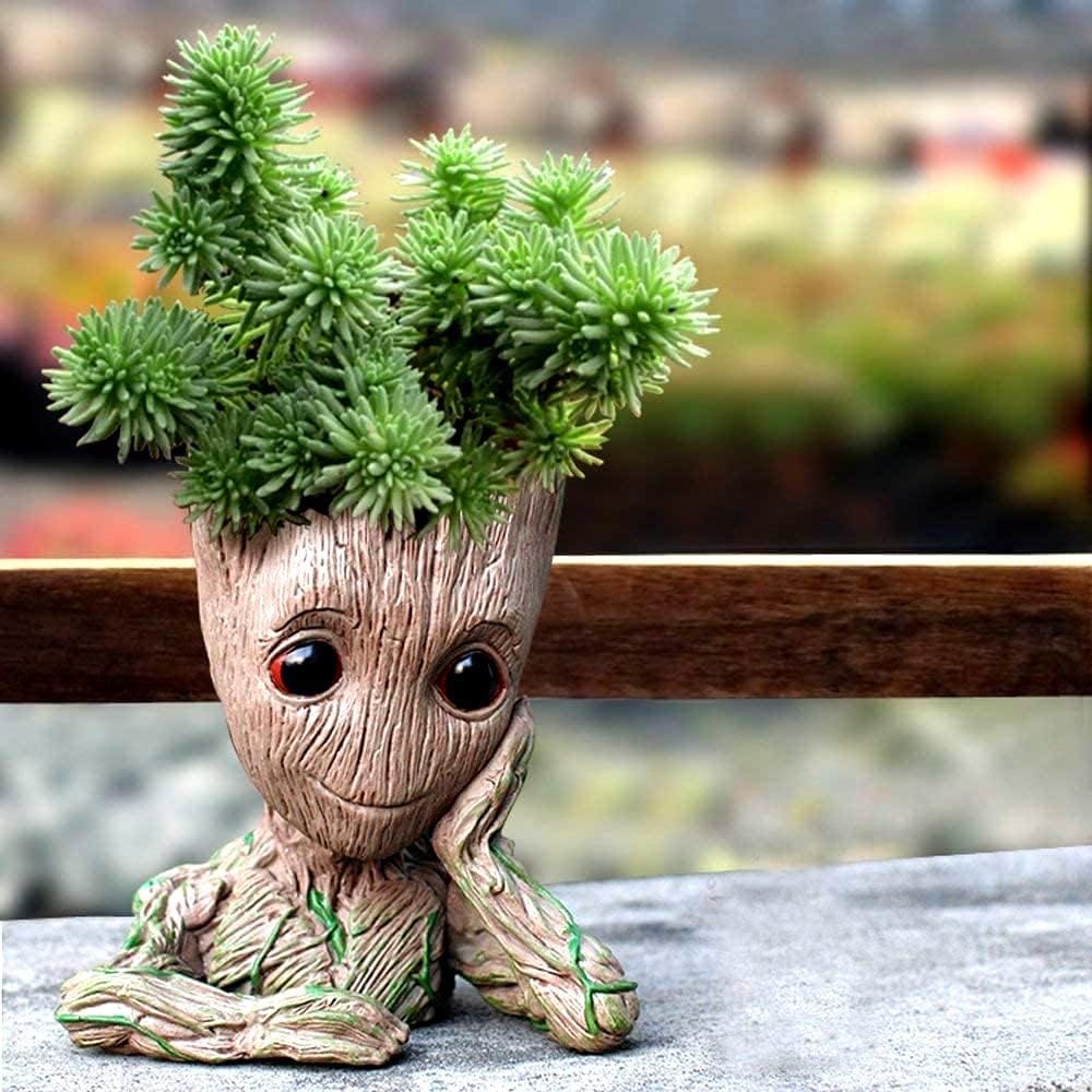 6'' Baby Groot Flowerpot Succulent Planter Pot Pen Holder Cute Desk Decor Garden Home Gift for Friends Kids Indoor Plants