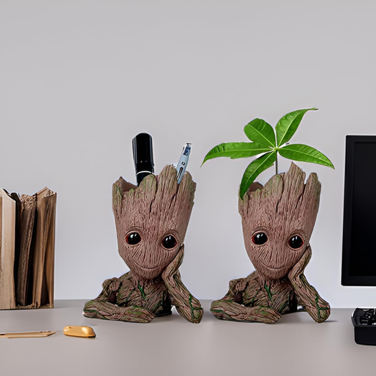 6'' Baby Groot Flowerpot Succulent Planter Pot Pen Holder Cute Desk Decor Garden Home Gift for Friends Kids Indoor Plants