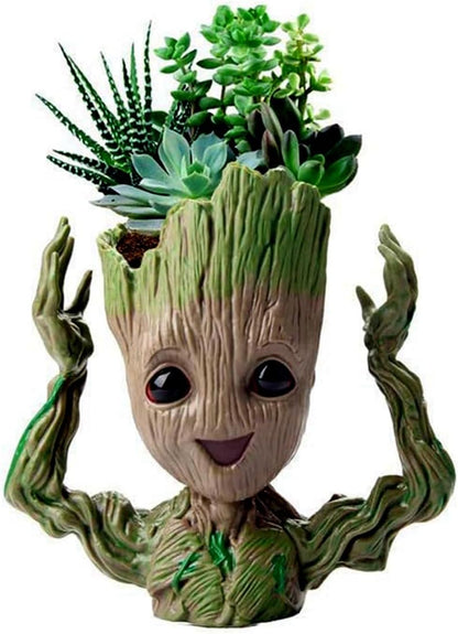 6'' Baby Groot Flowerpot Succulent Planter Pot Pen Holder Cute Desk Decor Garden Home Gift for Friends Kids Indoor Plants