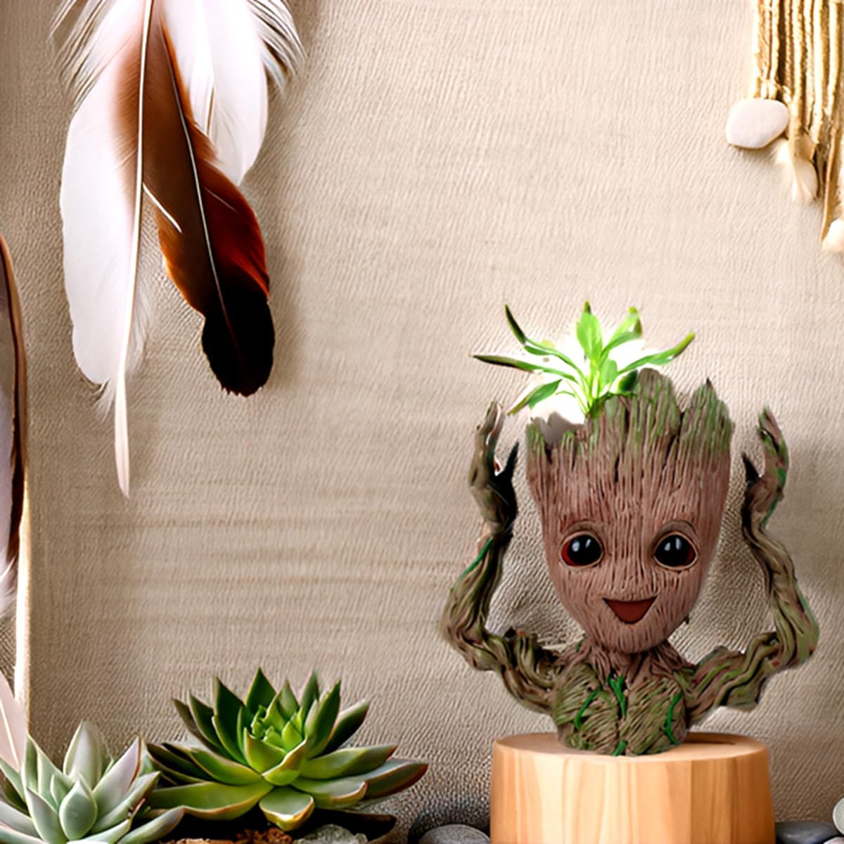 6'' Baby Groot Flowerpot Succulent Planter Pot Pen Holder Cute Desk Decor Garden Home Gift for Friends Kids Indoor Plants