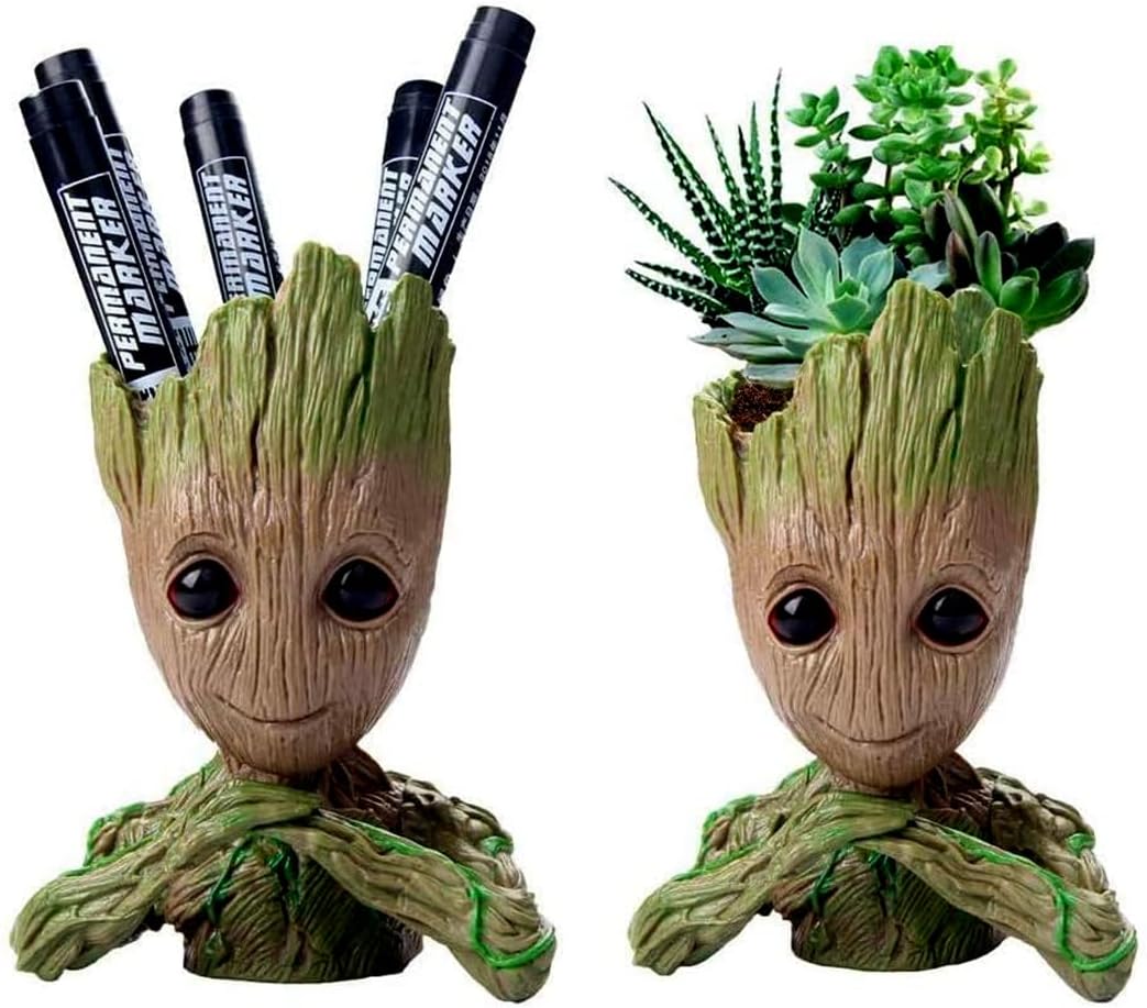 6'' Baby Groot Flowerpot Succulent Planter Pot Pen Holder Cute Desk Decor Garden Home Gift for Friends Kids Indoor Plants