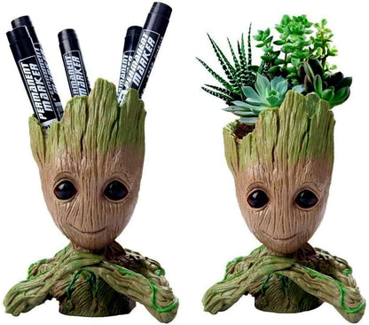 6'' Baby Groot Flowerpot Succulent Planter Pot Pen Holder Cute Desk Decor Garden Home Gift for Friends Kids Indoor Plants