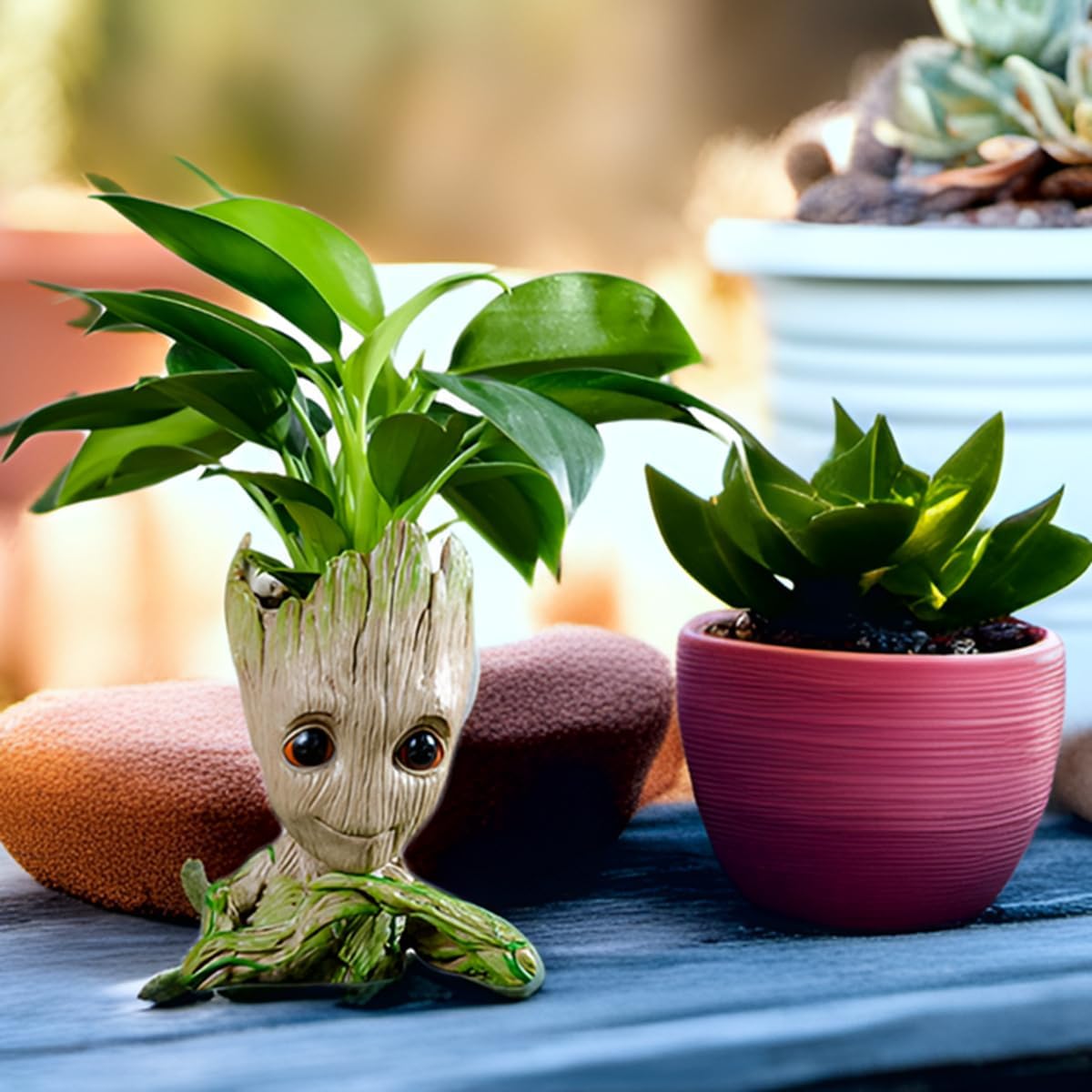 6'' Baby Groot Flowerpot Succulent Planter Pot Pen Holder Cute Desk Decor Garden Home Gift for Friends Kids Indoor Plants