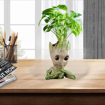 6'' Baby Groot Flowerpot Succulent Planter Pot Pen Holder Cute Desk Decor Garden Home Gift for Friends Kids Indoor Plants