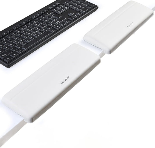 L-Shaped Desk Edge Cushion,PU Leather,Non-Slip,Separate Design,Memory Foam Desk Edge Support,Ergonomic Design for Long-Hour Work(11.8 * 3.9 inch 2-Piece Set of White)