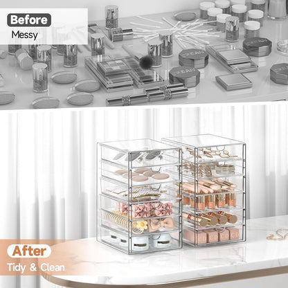 Acrylic Makeup Drawer Storage Organizer with 24 Drawers, 4 Set