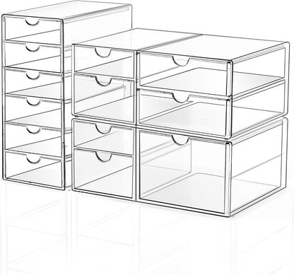Acrylic Makeup Drawer Storage Organizer with 24 Drawers, 4 Set