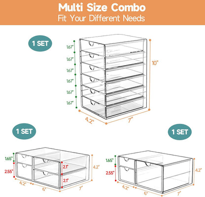 Acrylic Makeup Drawer Storage Organizer with 24 Drawers, 4 Set