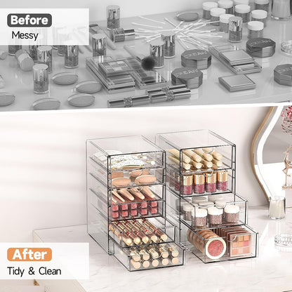 Acrylic Makeup Drawer Storage Organizer with 24 Drawers, 4 Set