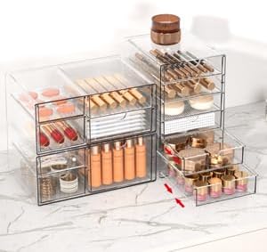 Acrylic Makeup Drawer Storage Organizer with 24 Drawers, 4 Set