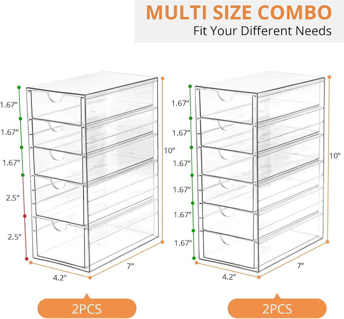 Acrylic Makeup Drawer Storage Organizer with 24 Drawers, 4 Set