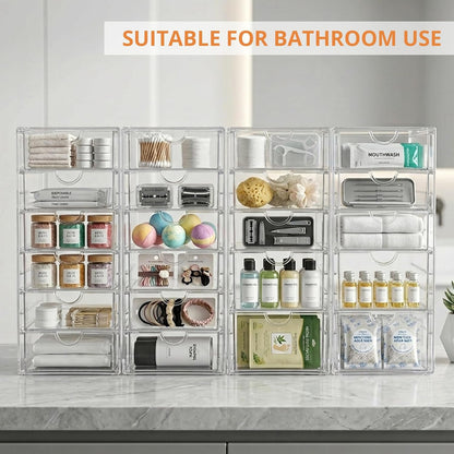 Acrylic Makeup Drawer Storage Organizer with 24 Drawers, 4 Set