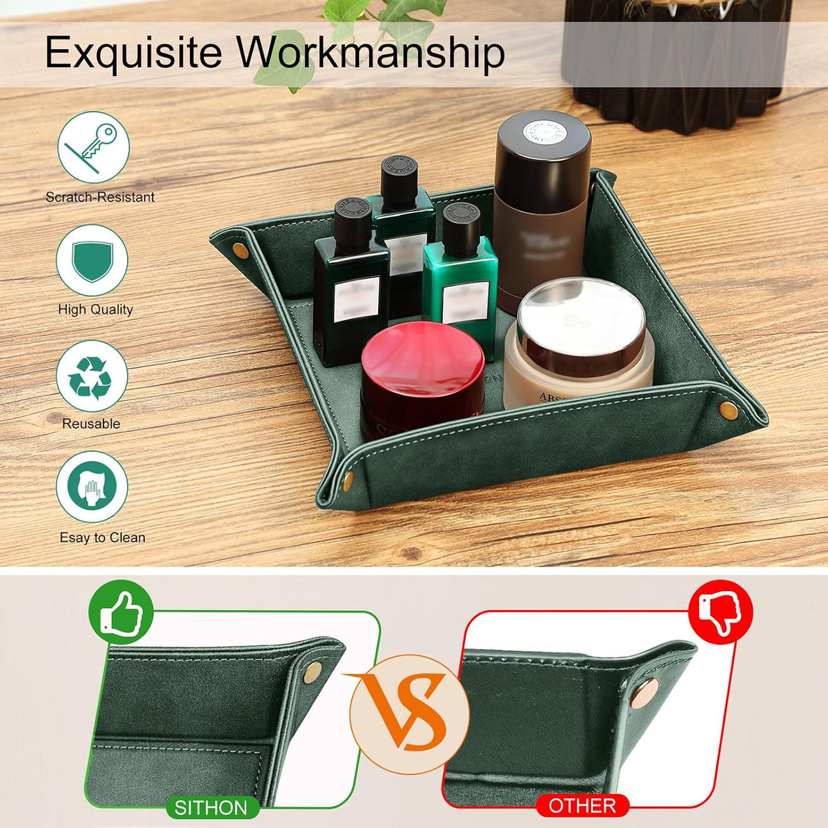 Valet Tray Desktop Storage Organizer Nightstand Caddy Holder